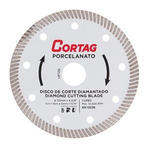 DISCO SERRA MARMORE DIAMANTADO 4.3/8 110 MM PORCELANATO BRANCO 60863 CORTAG