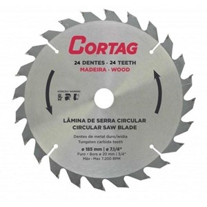 DISCO SERRA CIRCULAR P/ MADEIRA 7.1/4 185 MM 24 DENTES 60753 CORTAG