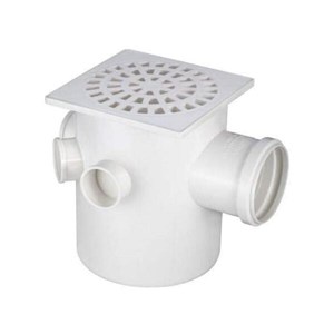 Caixa Sifonada Montada Grelha e Porta Grelha Branco 3 entradas Krona 150x185x75mm