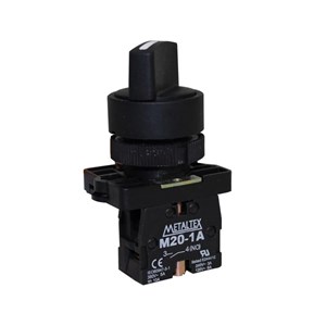 COMUTADORA 2 POSIÇÕES FIXAS 1NA 22MM P20SCR2-B-1A | Metaltex