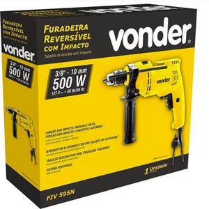 Furadeira reversível com impacto 3/8" 10mm 500w FIV 595N 220V Vonder